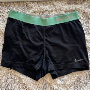Used Nike Pro Spandex Shorts Green Band - Size M